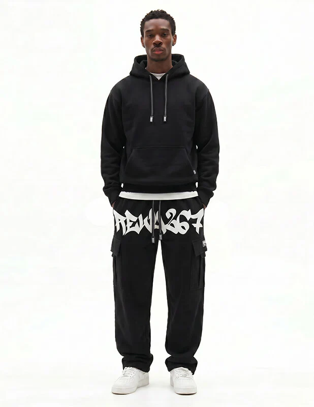 Pro Club rewa267 Heavyweight Fleece Cargo Pants - BLACK - Image 2