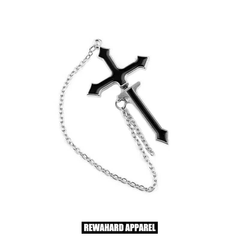Black Cross Studs Gothic Earring