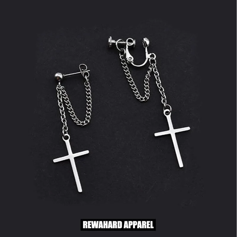 Coated Metal Surgical Steel Cross Earrings