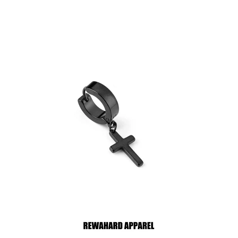 Coated Metal Surgical Steel Thick Cross Huggie Earrings - Image 3