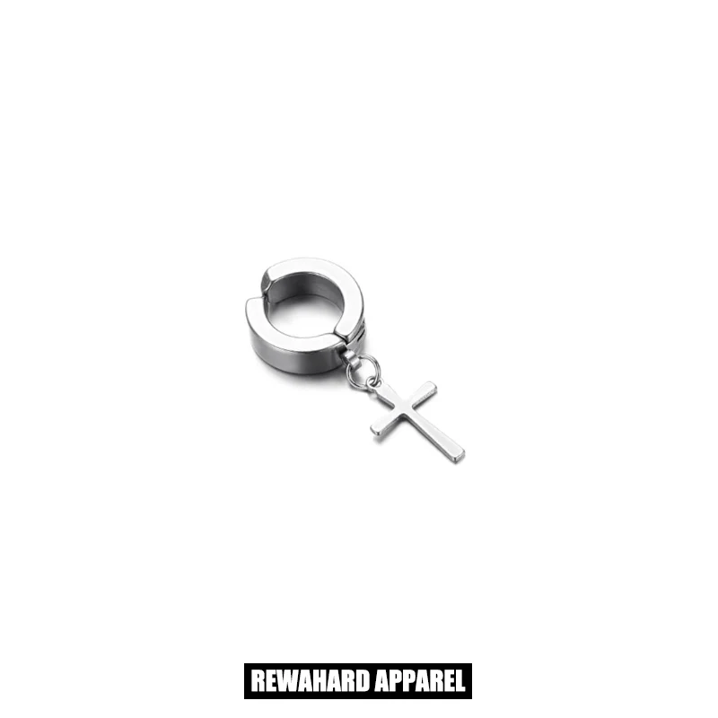 Coated Metal Surgical Steel Thin Cross Earring - Image 3