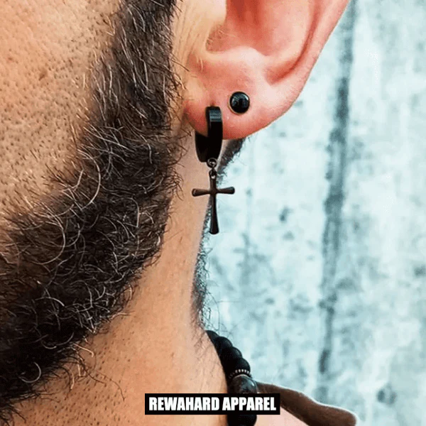 Coated Metal Surgical Steel Thin Cross Earring - Image 4