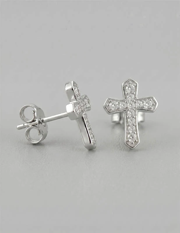 Diamond Cross Stud Earring