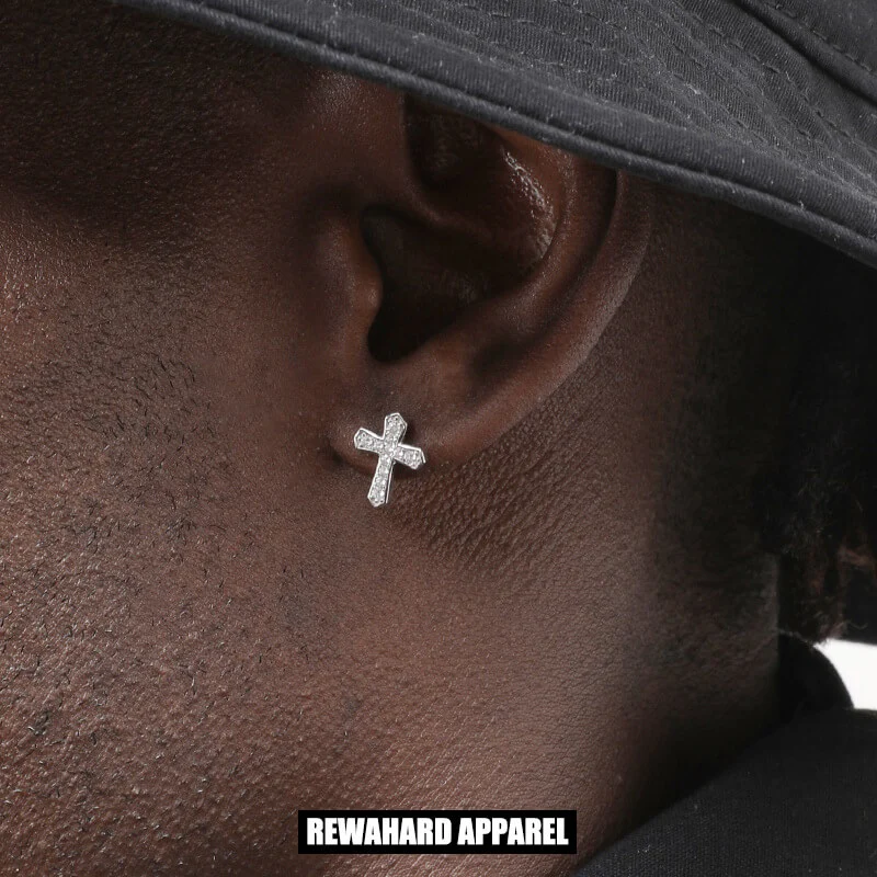 Diamond Cross Stud Earring - Image 2