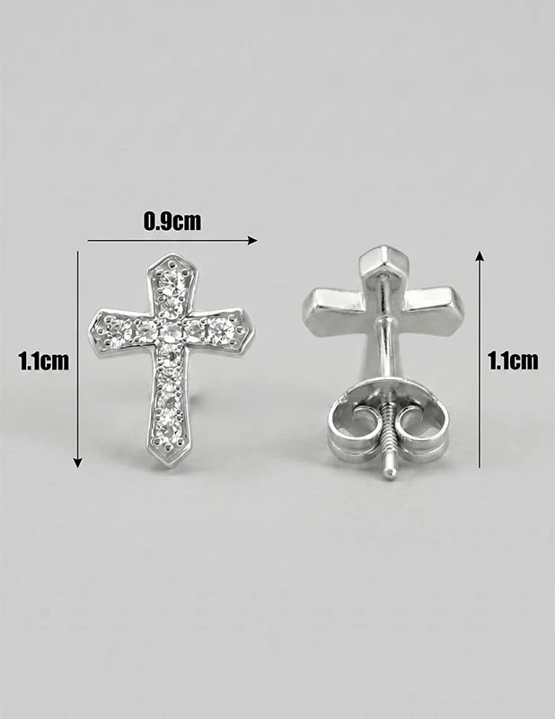 Diamond Cross Stud Earring - Image 6