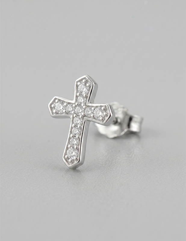 Diamond Cross Stud Earring - Image 7