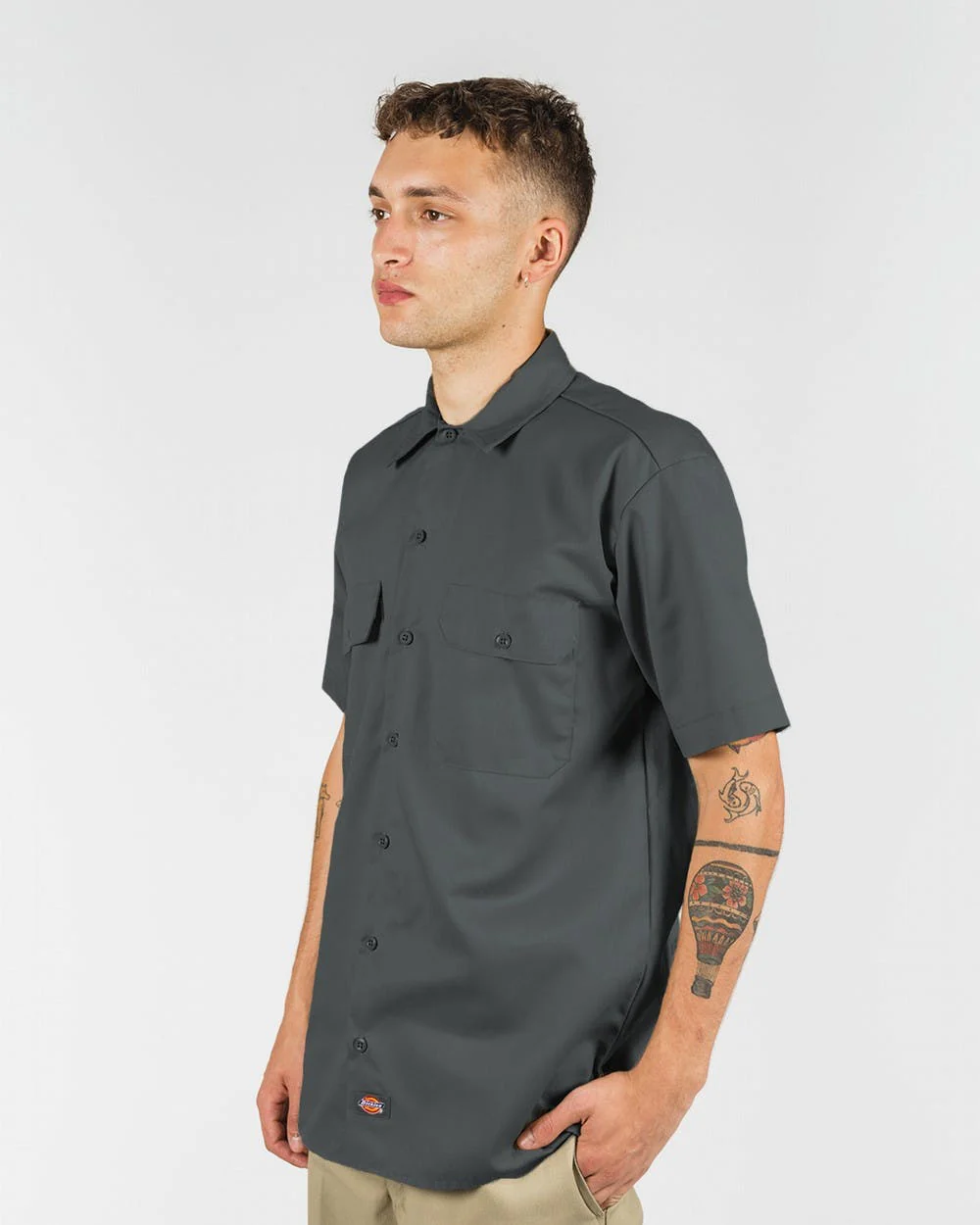 DICKIES –1574 SHORT SLEEVE WORK SHIRT - CHARCOAL - Image 4