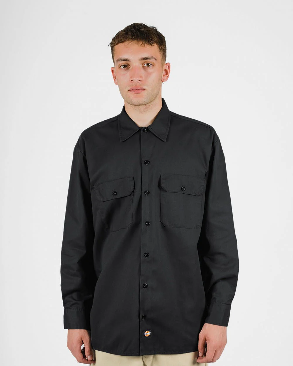 DICKIES –574 LONG SLEEVE WORK SHIRT - BLACK