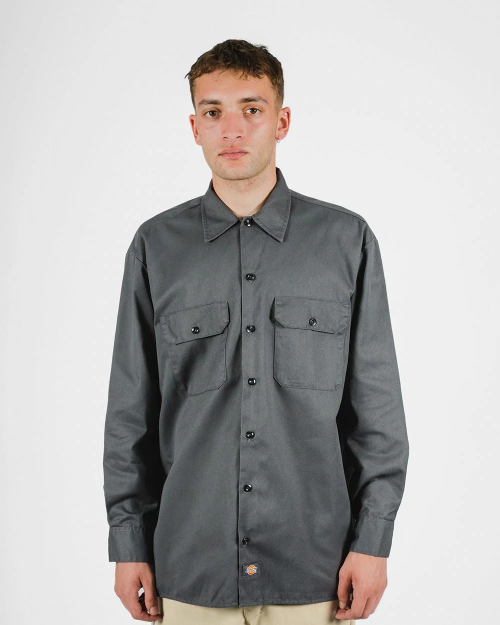 DICKIES –574 LONG SLEEVE WORK SHIRT - CHARCOAL
