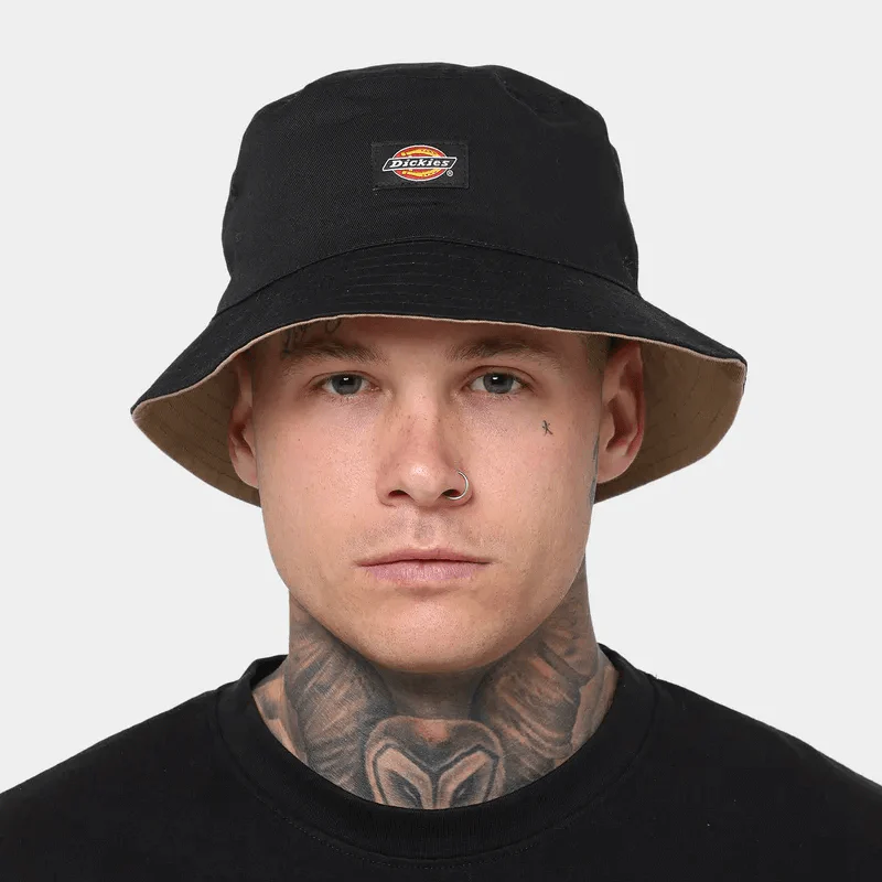 Dickies - Stamford Reversible Bucket Hat - Black/Khaki - Image 2