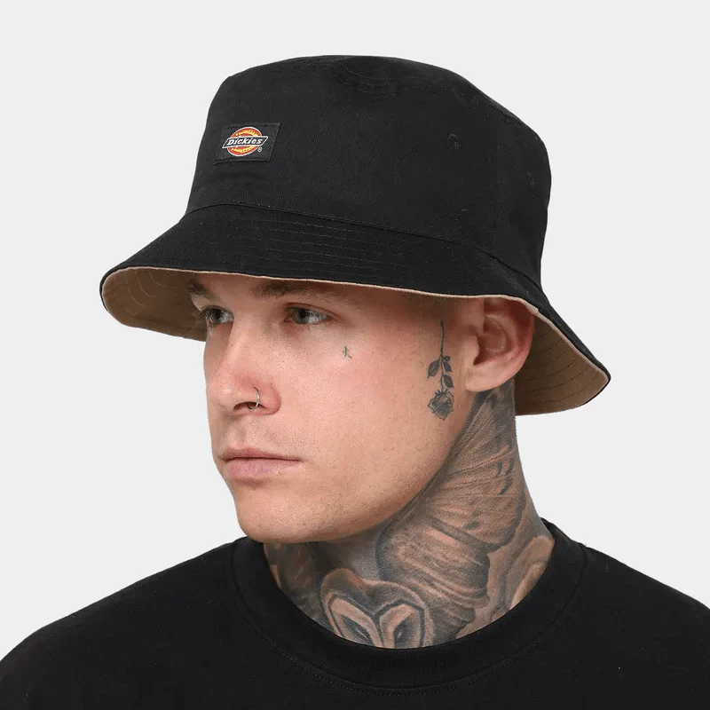 Dickies - Stamford Reversible Bucket Hat - Black/Khaki - Image 4