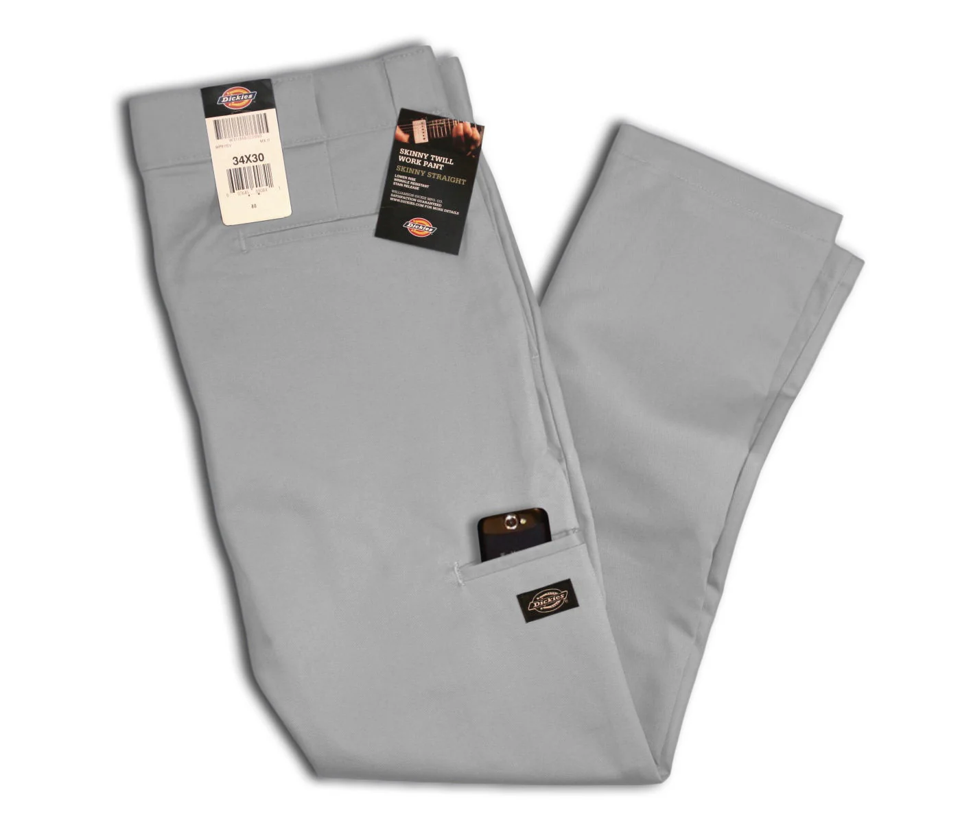 DICKIES - WP811 Skinny Straight Fit Double Knee Work Pant - Silver - Image 2