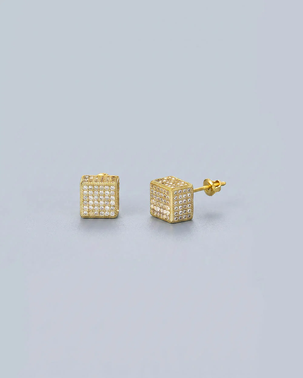 Full Square Diamond Cluster Stud Earring - Image 3