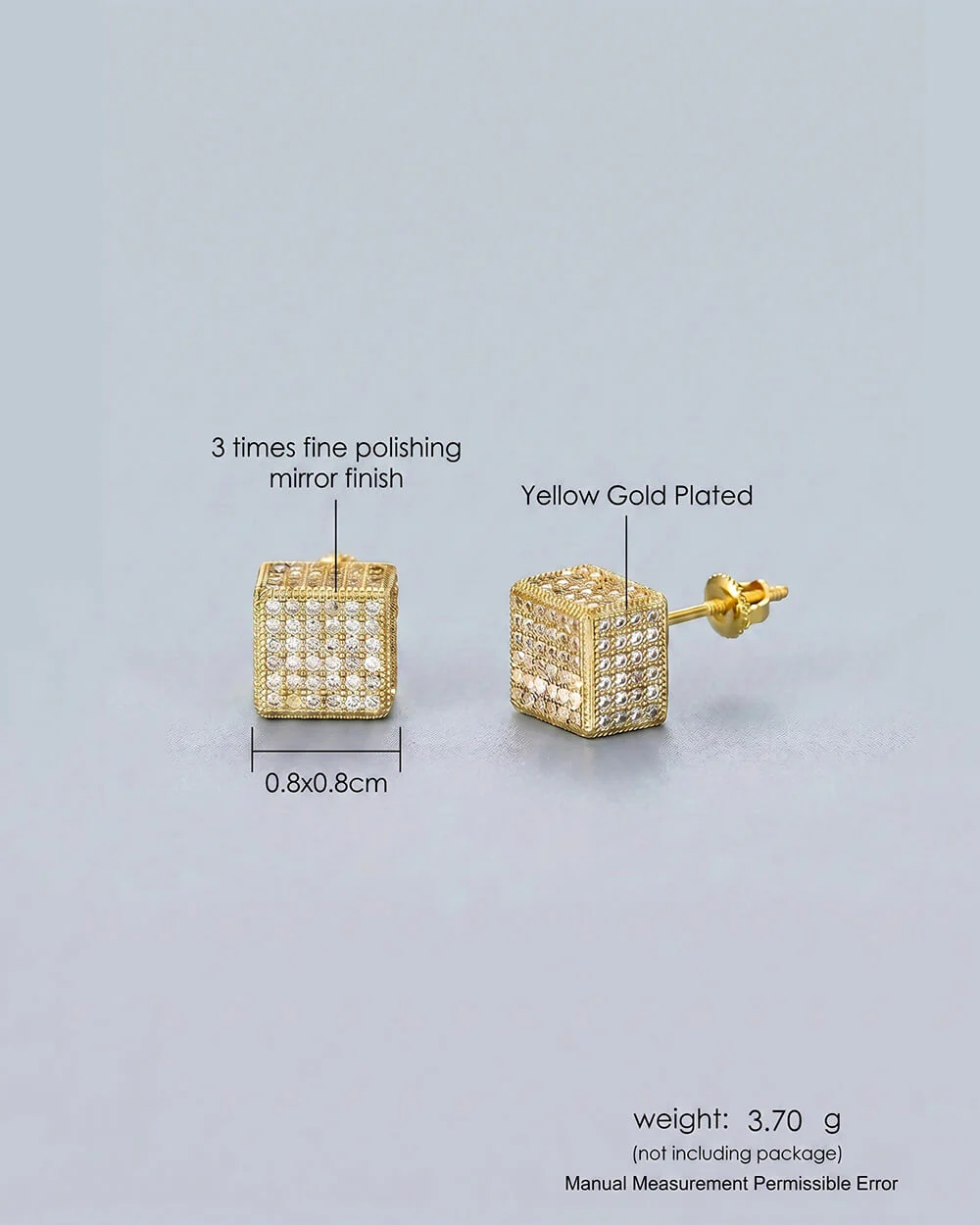 Full Square Diamond Cluster Stud Earring - Image 5