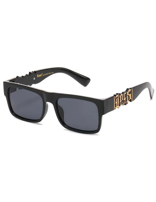LOCS SUNGLASSES - LOC91207 BK - GOLD LOGO - Image 2