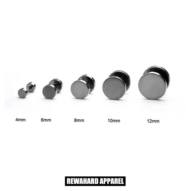 Men Barbell Stud Earrings 10mm - Image 2