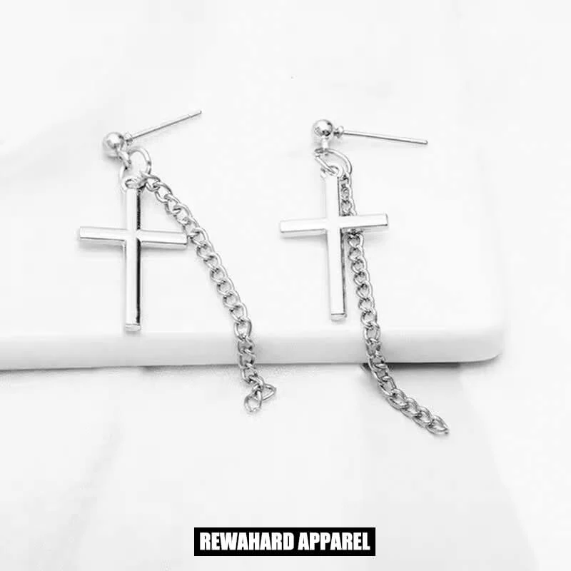 Metal Surgical Steel Thin Cross Earrings - Image 3
