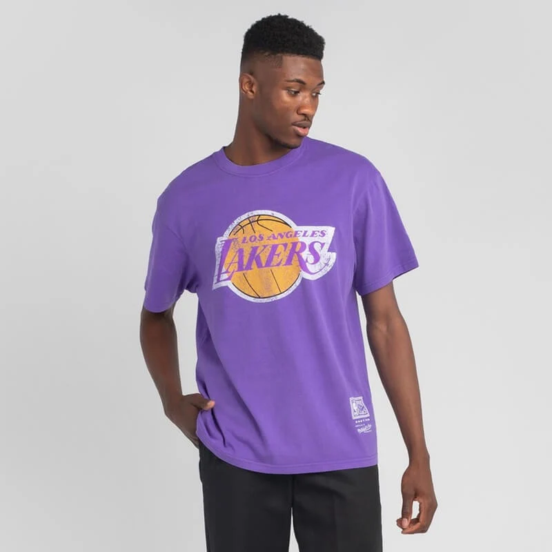 MITCHELL & NESS - Vintage Keyline Logo Tee Lakers Faded Purple - Image 3