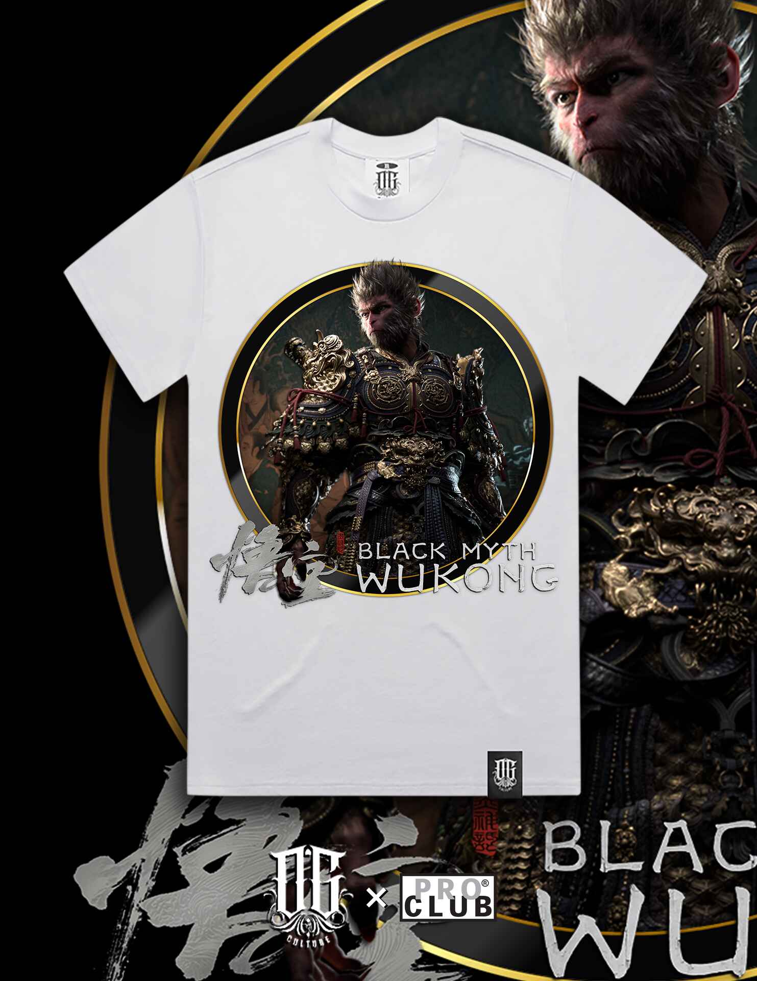 OG Culture X Pro Club Heavyweight Tee - Black Myth Wukong - Image 2