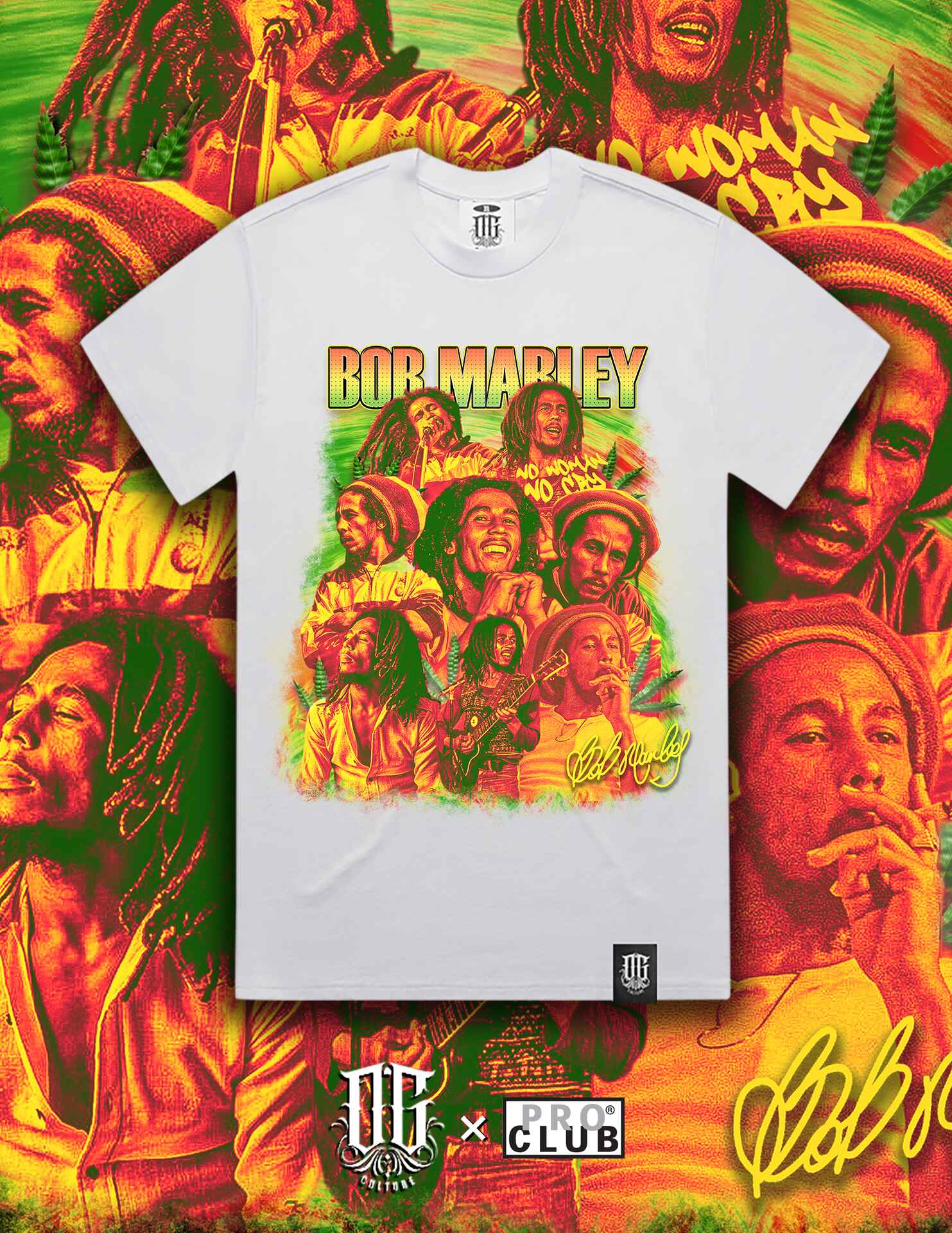 OG Culture X Pro Club Heavyweight Tee - Bob Marley Pantone - Image 10