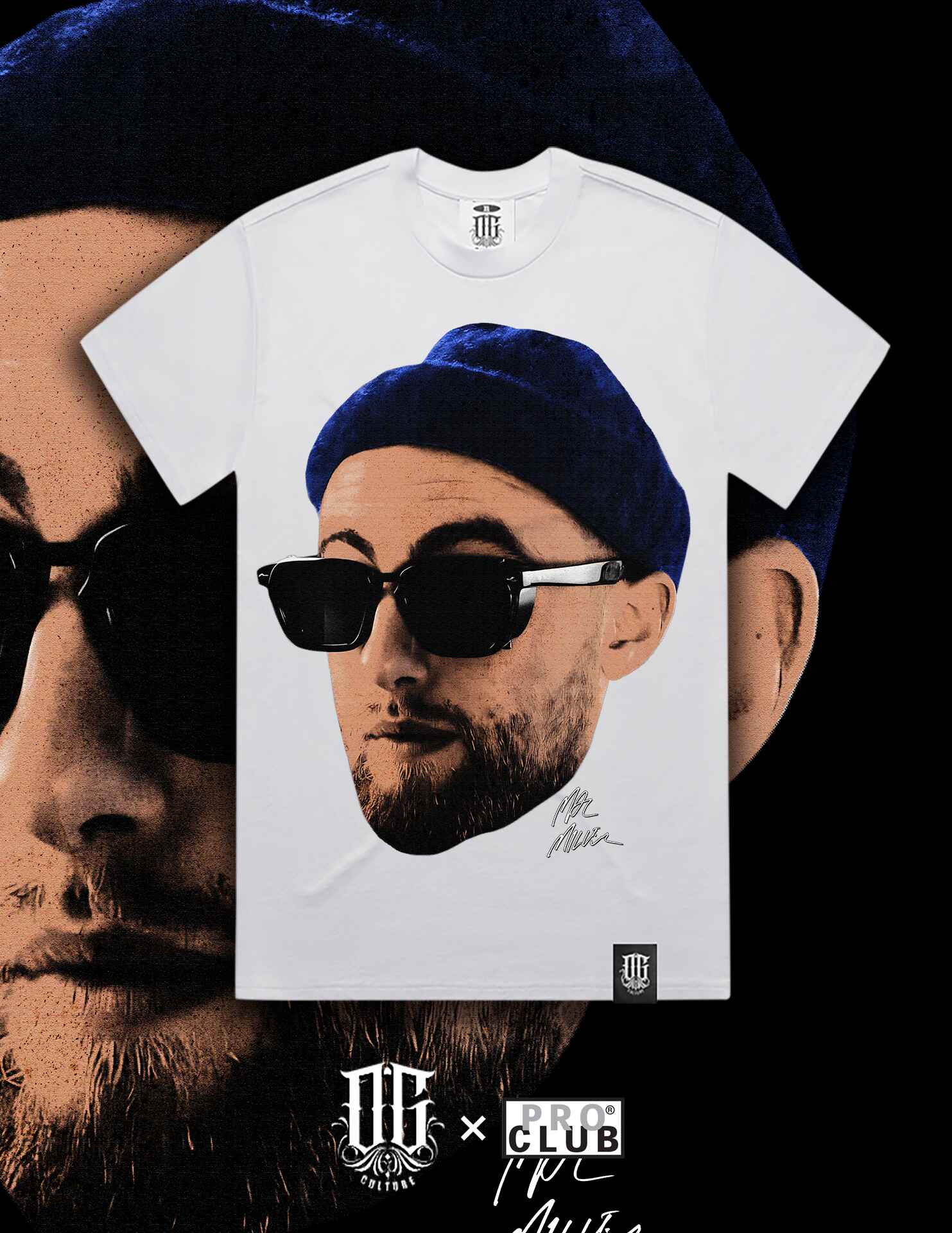 OG Culture X Pro Club Heavyweight Tee - Mac Miller Portrait - Image 2