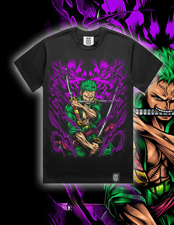 OG Culture X Pro Club Heavyweight Tee - One Piece Pirate Hunter Roronoa Zoro