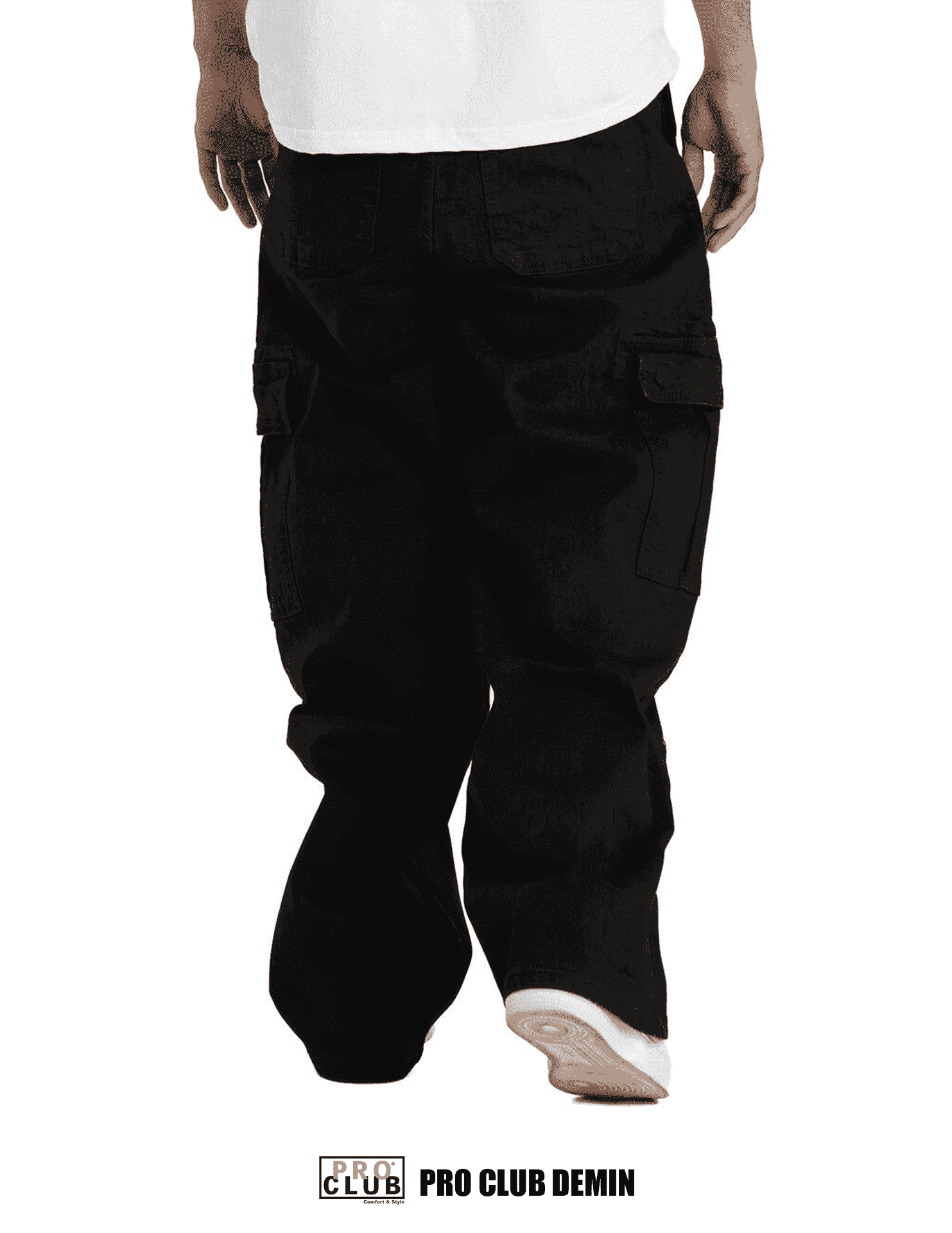 Pro Club Baggy Denim Cargo - Black - Image 4