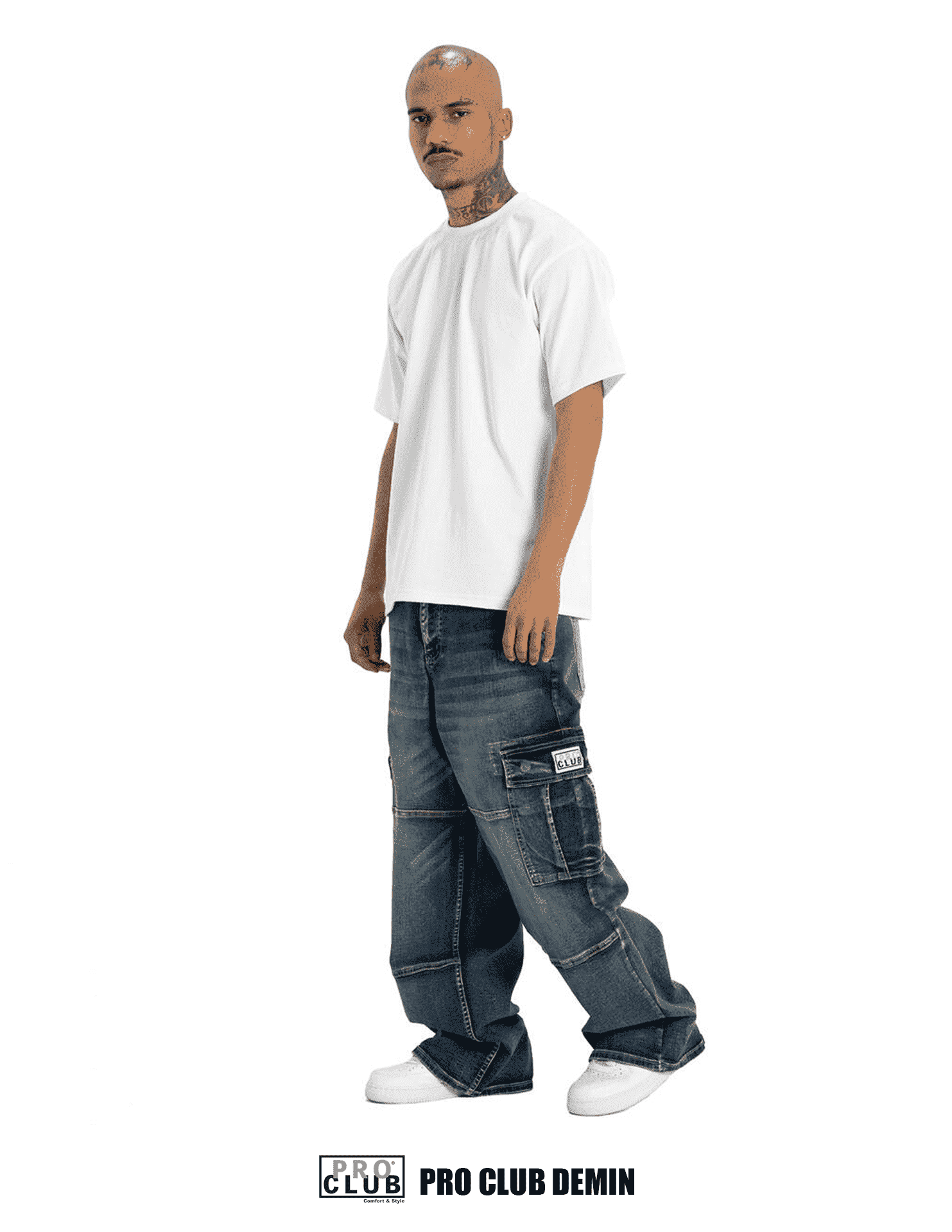 Pro Club Baggy Denim Cargo - Dark Stonewash - Image 2