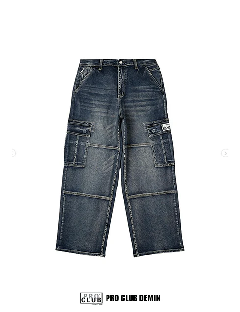 Pro Club Baggy Denim Cargo - Dark Stonewash - Image 4