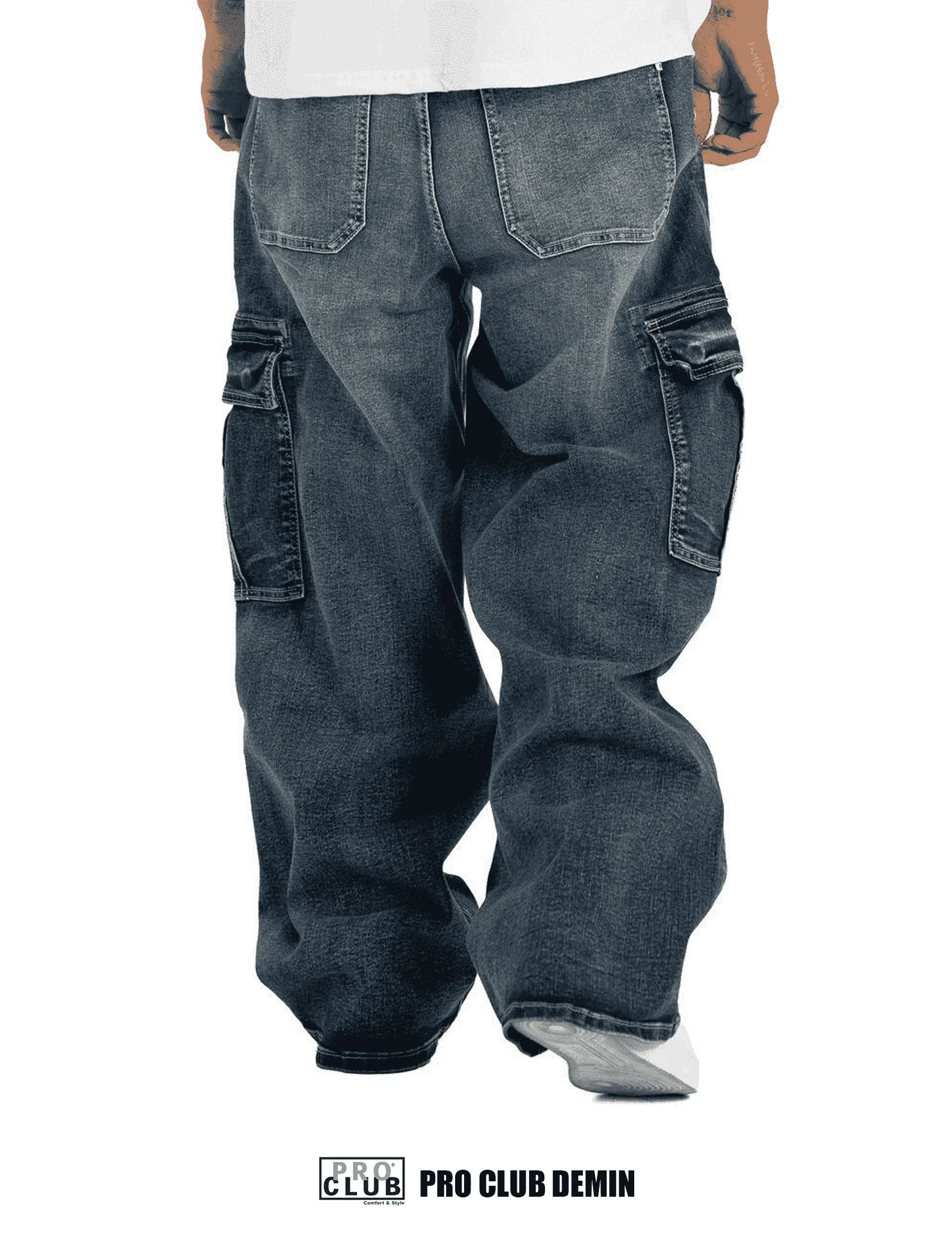 Pro Club Baggy Denim Cargo - Dark Stonewash - Image 6