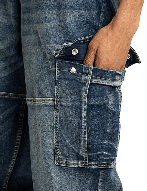 Pro Club Baggy Denim Cargo - Dark Stonewash - Image 8
