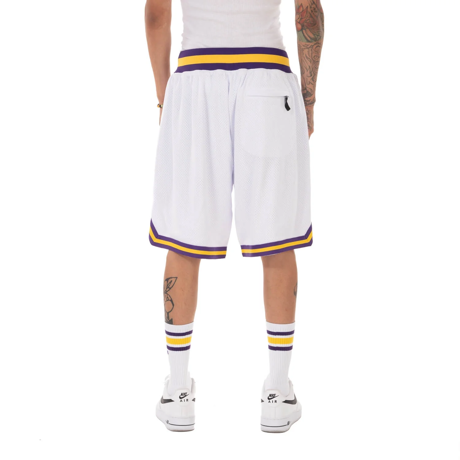 Pro Club Classic Basketball Shorts - White/Purple - Image 4