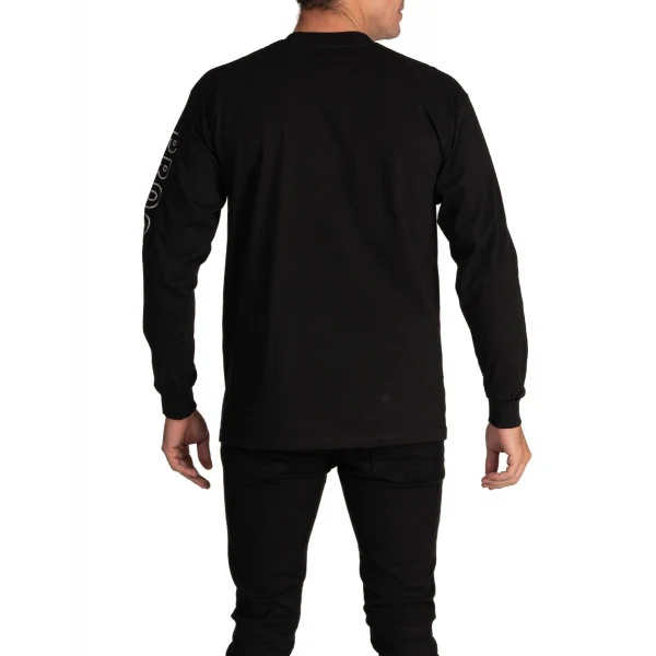 Pro Club Embroidered Box Logo Long Sleeve Heavyweight - BLACK - Image 3