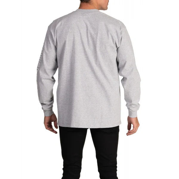 Pro Club Embroidered Box Logo Long Sleeve Heavyweight - GRAY - Image 3