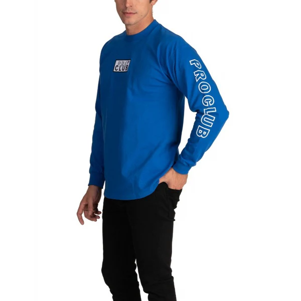 Pro Club Embroidered Box Logo Long Sleeve Heavyweight - ROYAL - Image 2