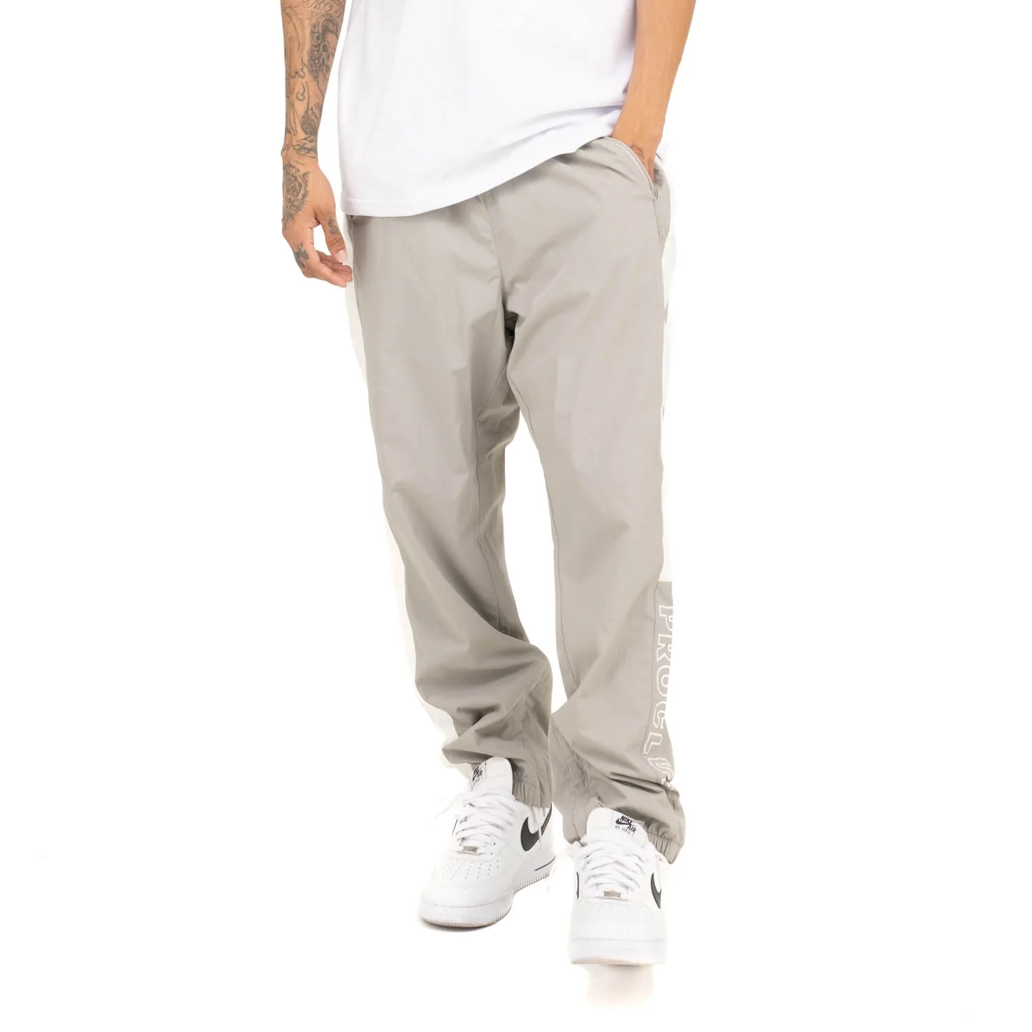Pro Club Full Court Windbreaker Pants - Gray/White