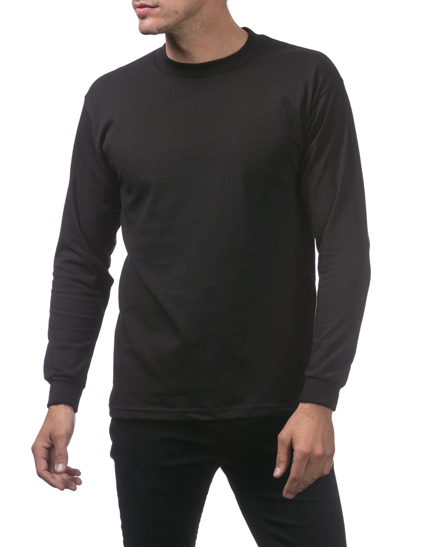 Pro Club Heavyweight Cotton Long Sleeve Crew Neck - BLACK - Image 3
