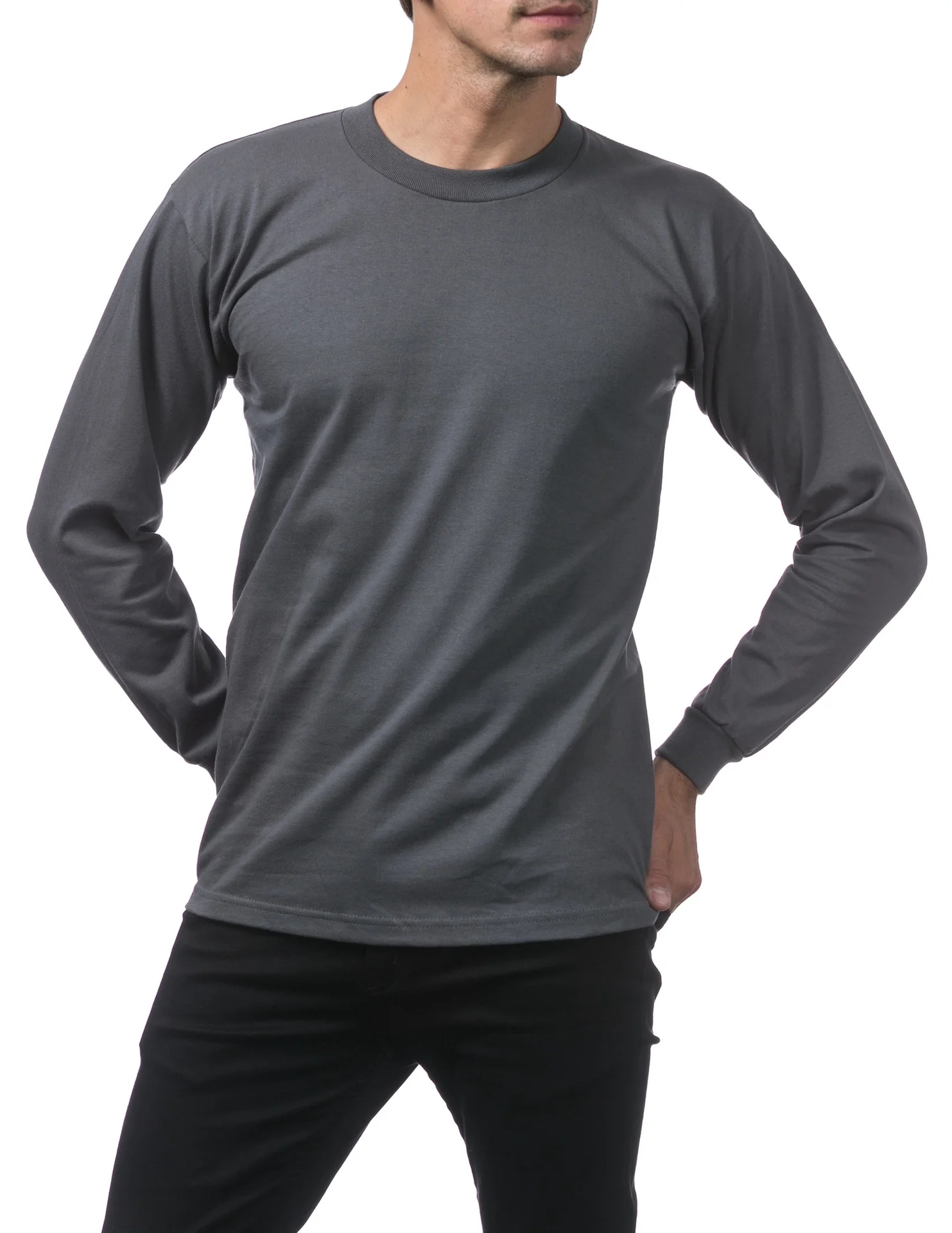 Pro Club Heavyweight Cotton Long Sleeve Crew Neck - GRAPHITE - Image 3