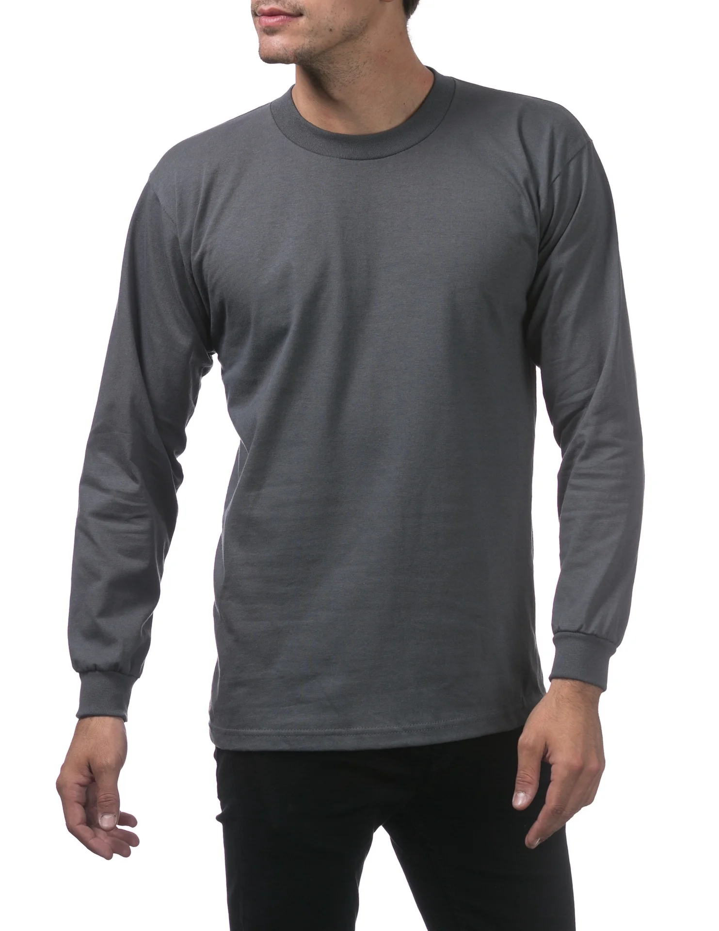 Pro Club Heavyweight Cotton Long Sleeve Crew Neck - GRAPHITE - Image 4