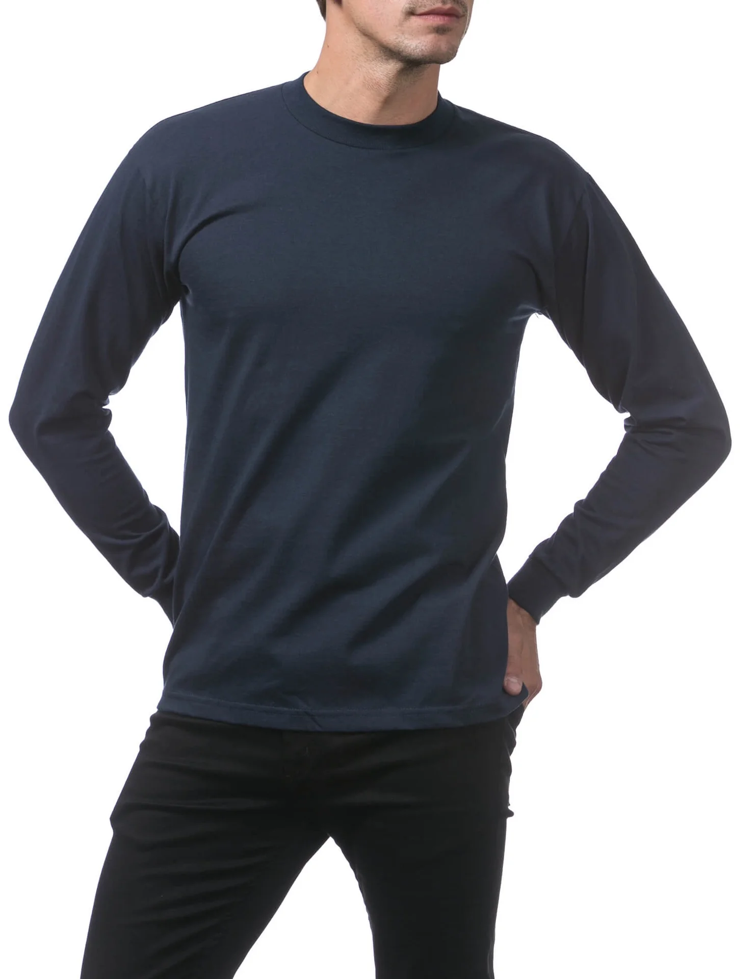 Pro Club Heavyweight Cotton Long Sleeve Crew Neck - NAVY - Image 3