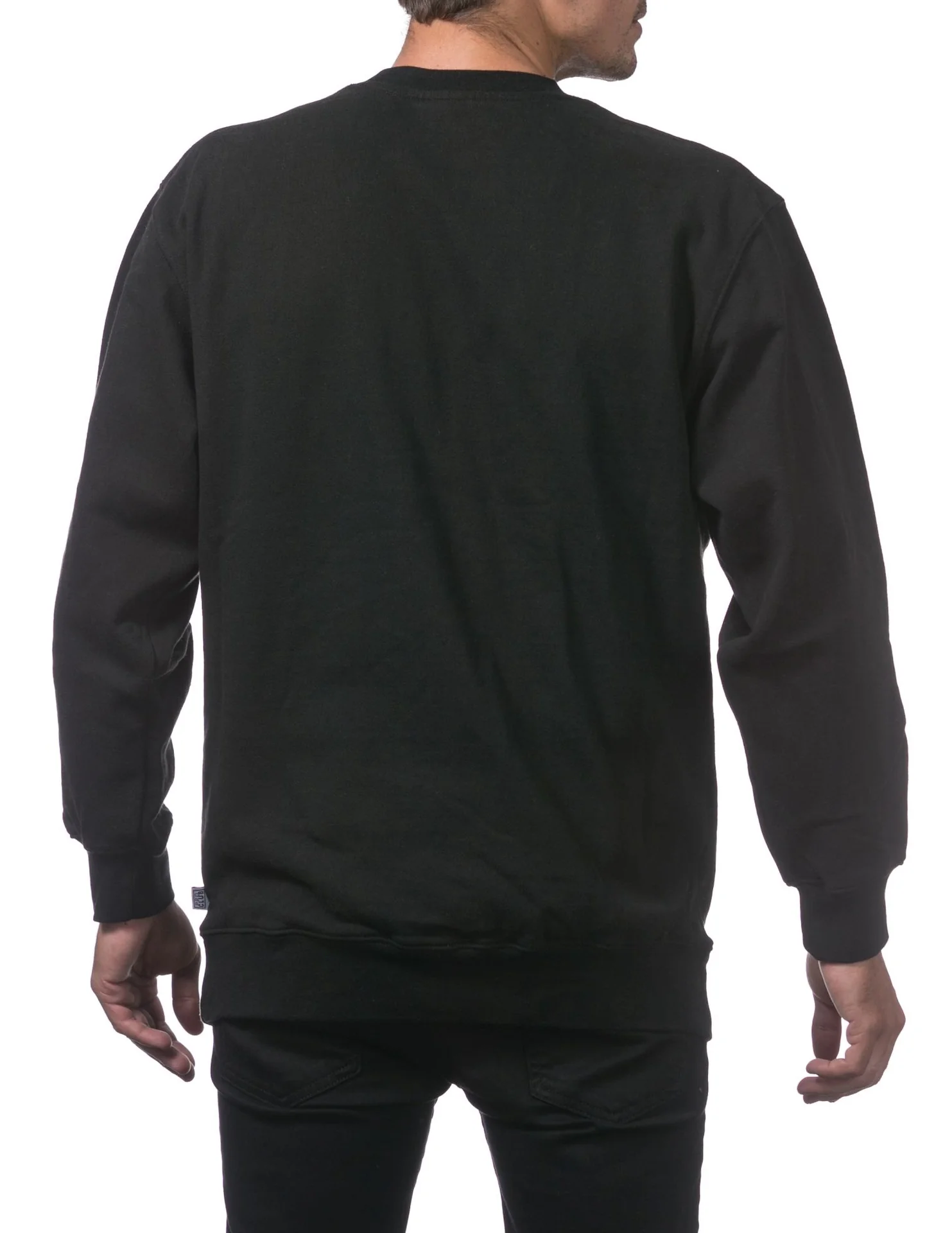 Pro Club Heavyweight Crew Neck Fleece Pullover Sweater (13oz) - BLACK - Image 3