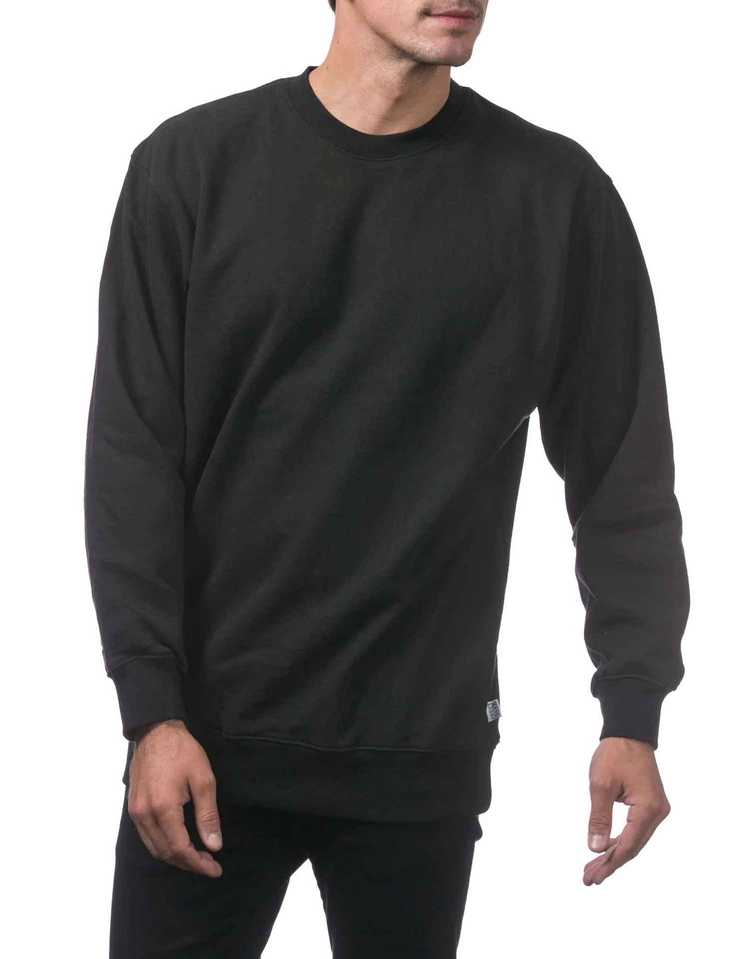 Pro Club Heavyweight Crew Neck Fleece Pullover Sweater (13oz) - BLACK - Image 4