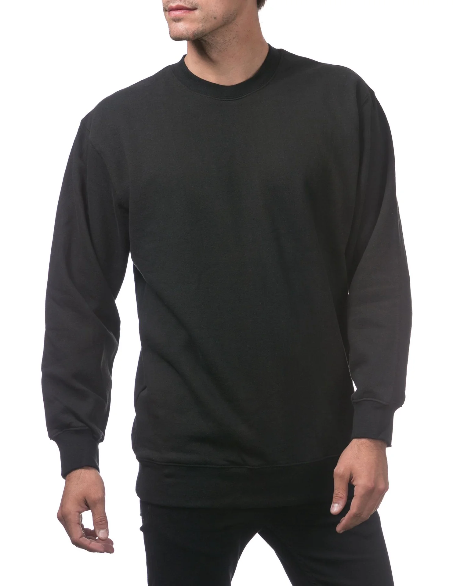 Pro Club Heavyweight Crew Neck Fleece Pullover Sweater (13oz) - BLACK - Image 5