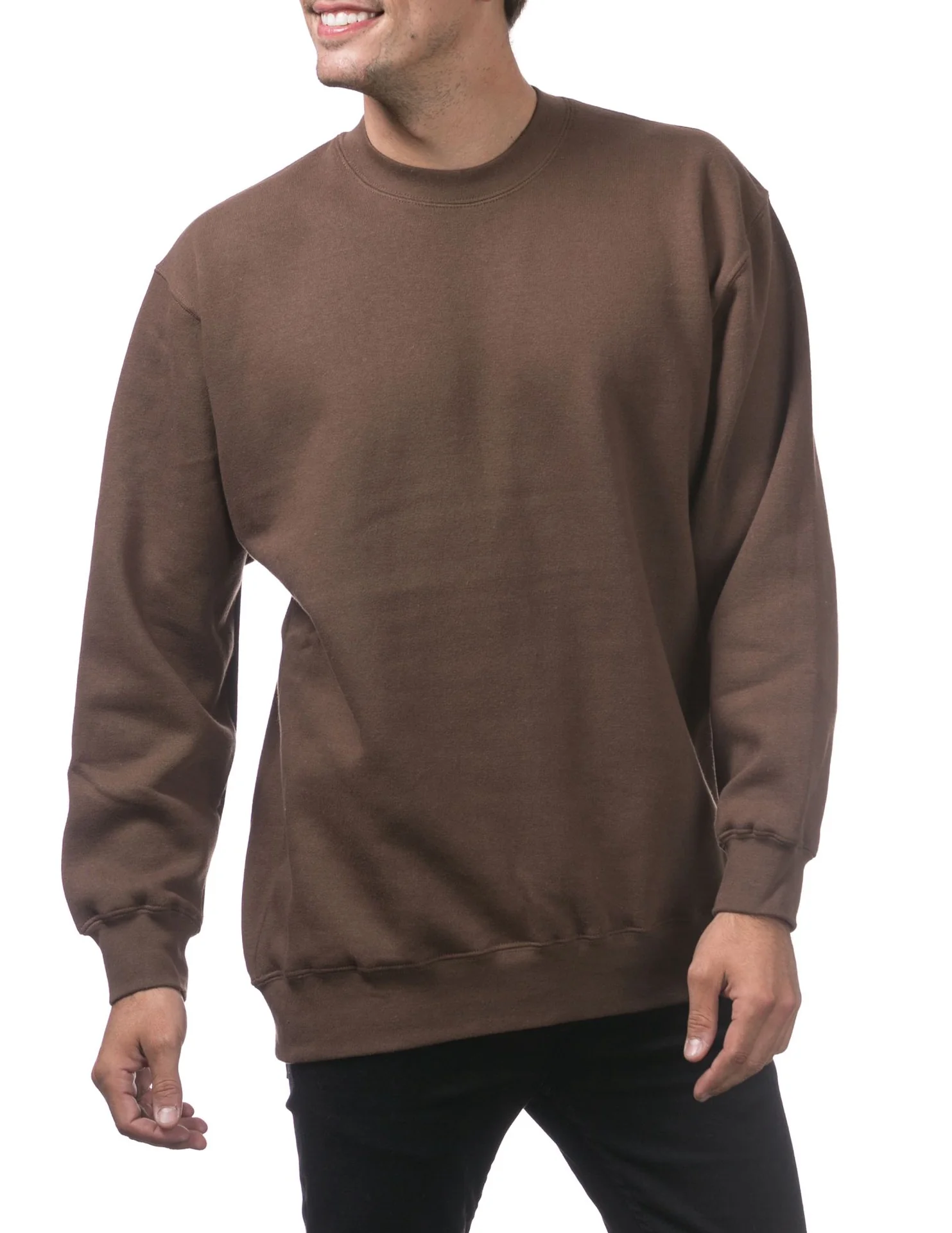 Pro Club Heavyweight Crew Neck Fleece Pullover Sweater (13oz) - BROWN - Image 4