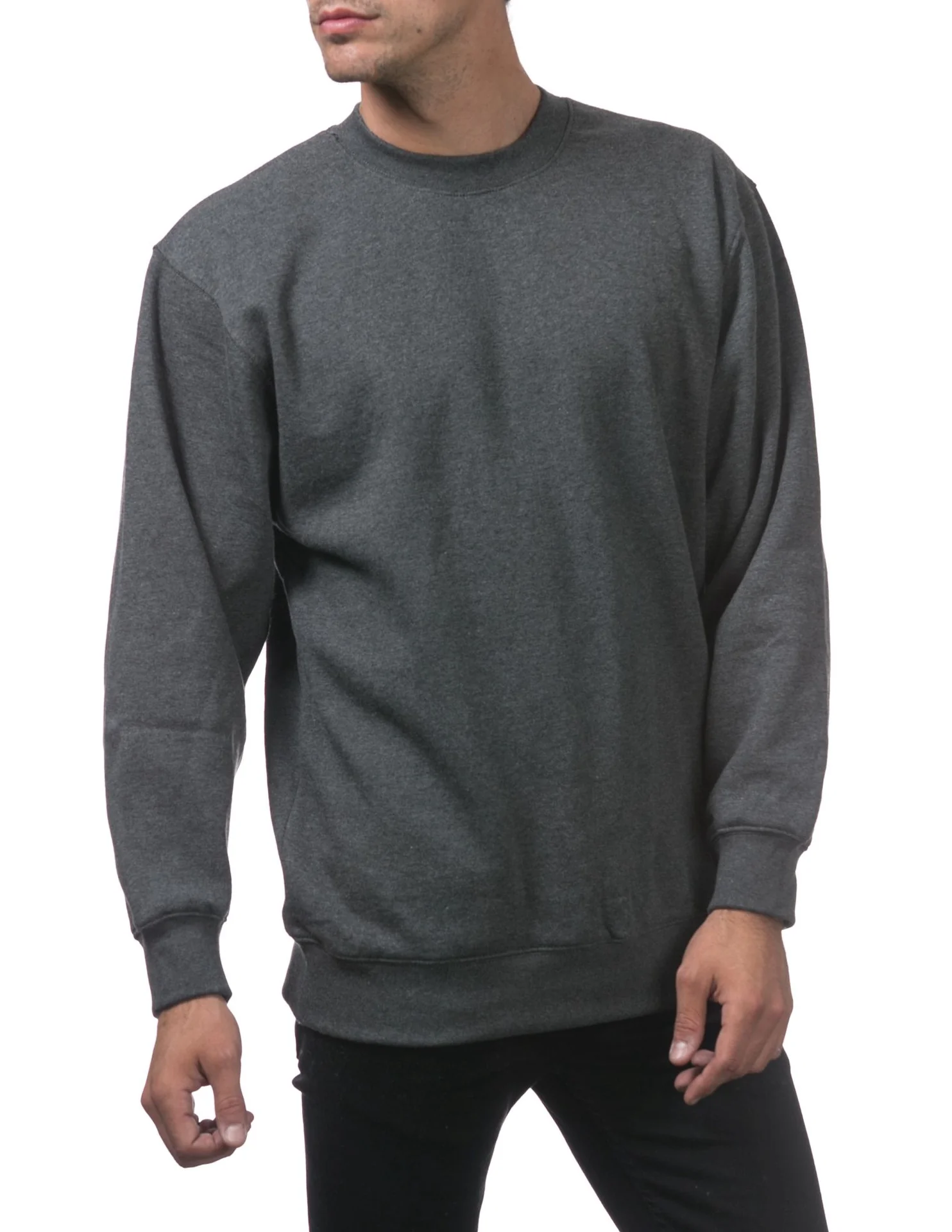 Pro Club Heavyweight Crew Neck Fleece Pullover Sweater (13oz) - CHARCOAL - Image 5