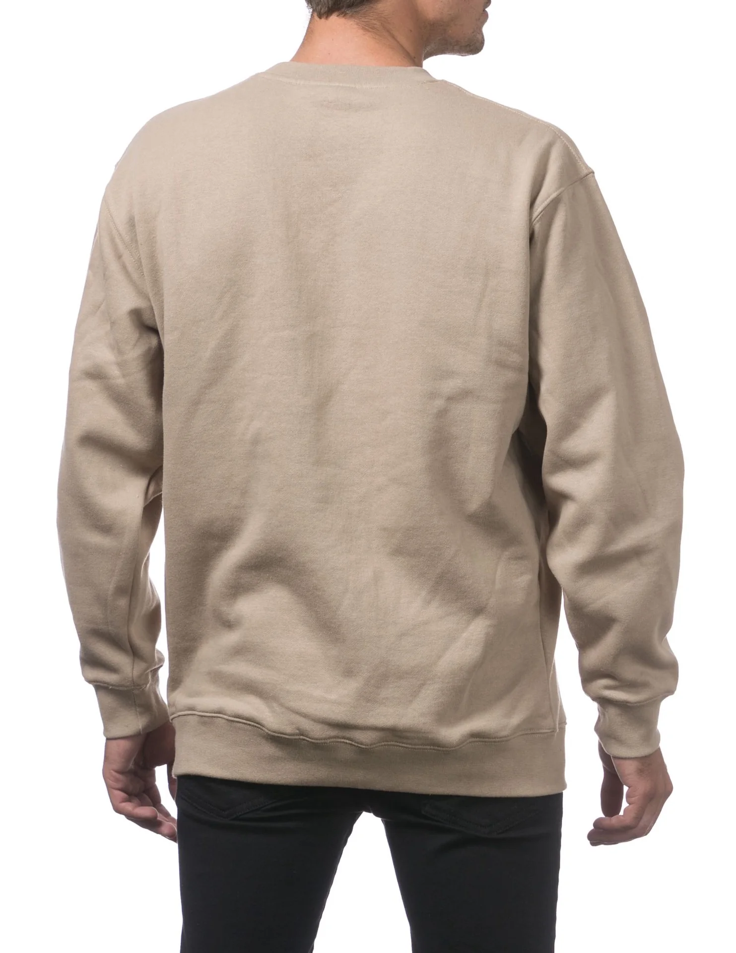Pro Club Heavyweight Crew Neck Fleece Pullover Sweater (13oz) - KHAKI - Image 3