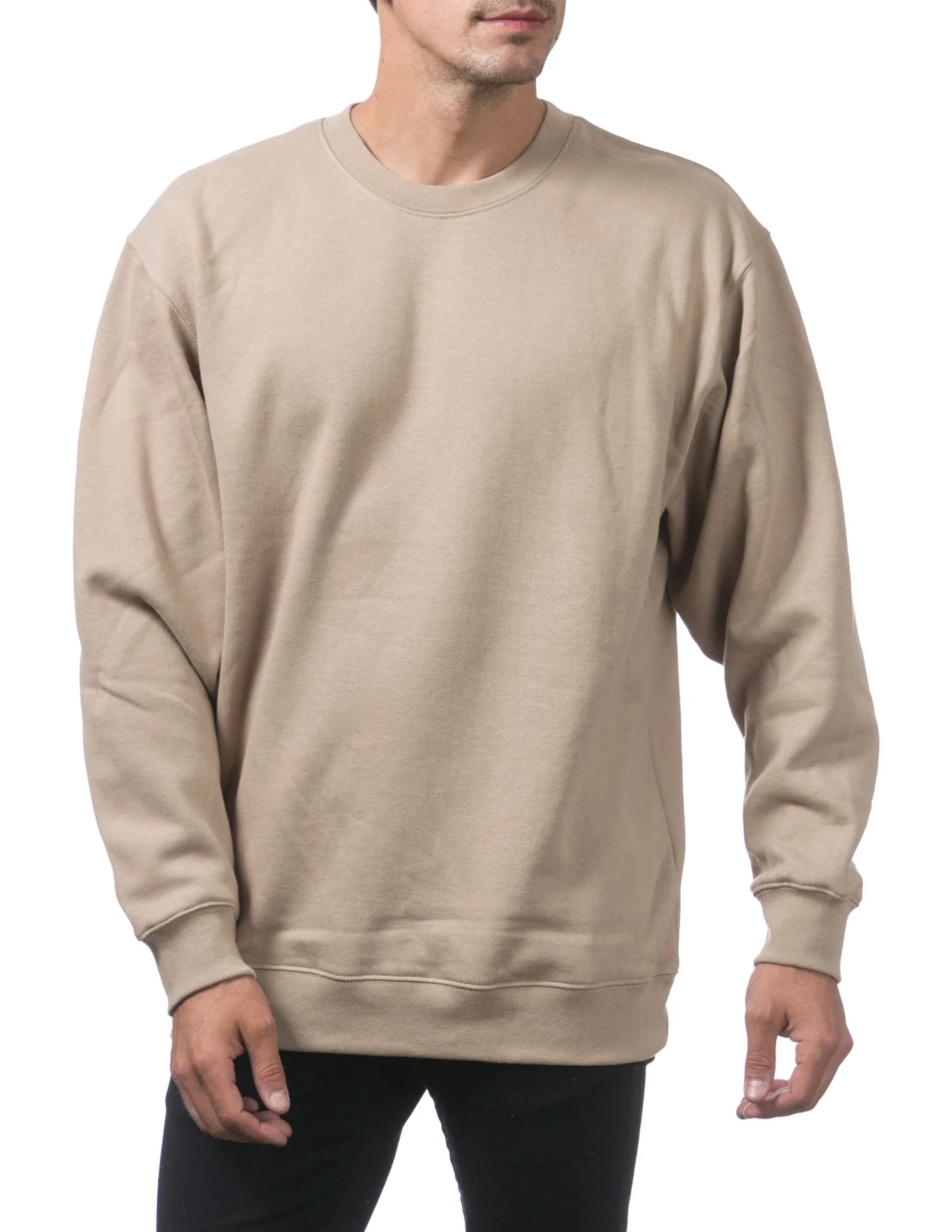 Pro Club Heavyweight Crew Neck Fleece Pullover Sweater (13oz) - KHAKI - Image 4