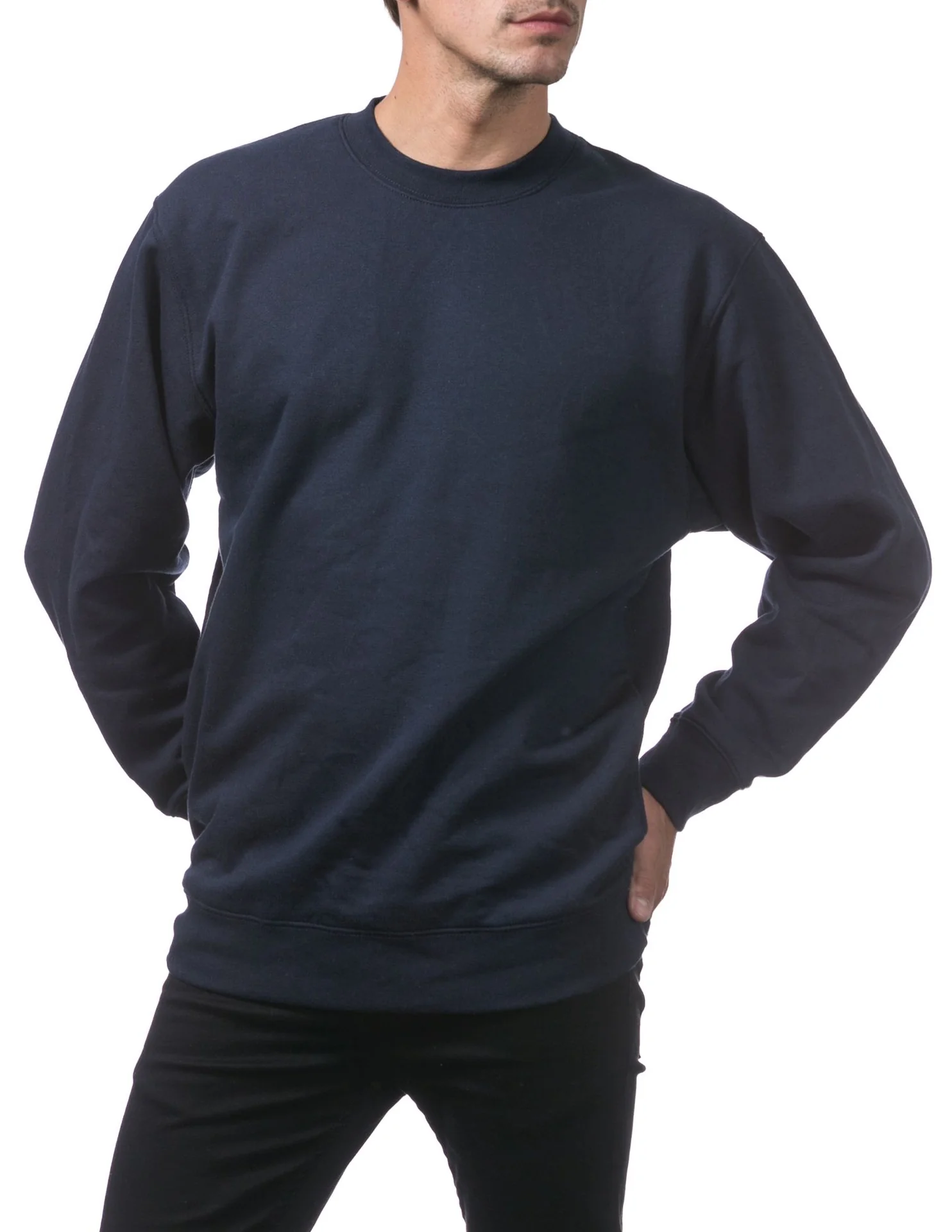 Pro Club Heavyweight Crew Neck Fleece Pullover Sweater (13oz) - NAVY - Image 4