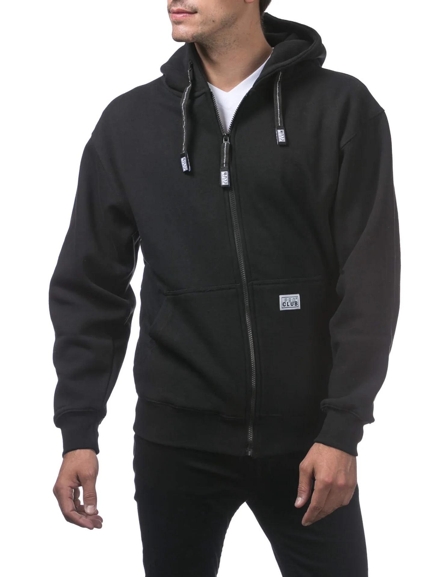 Pro Club Heavyweight Full Zip Fleece Hoodie - BLACK - Image 4