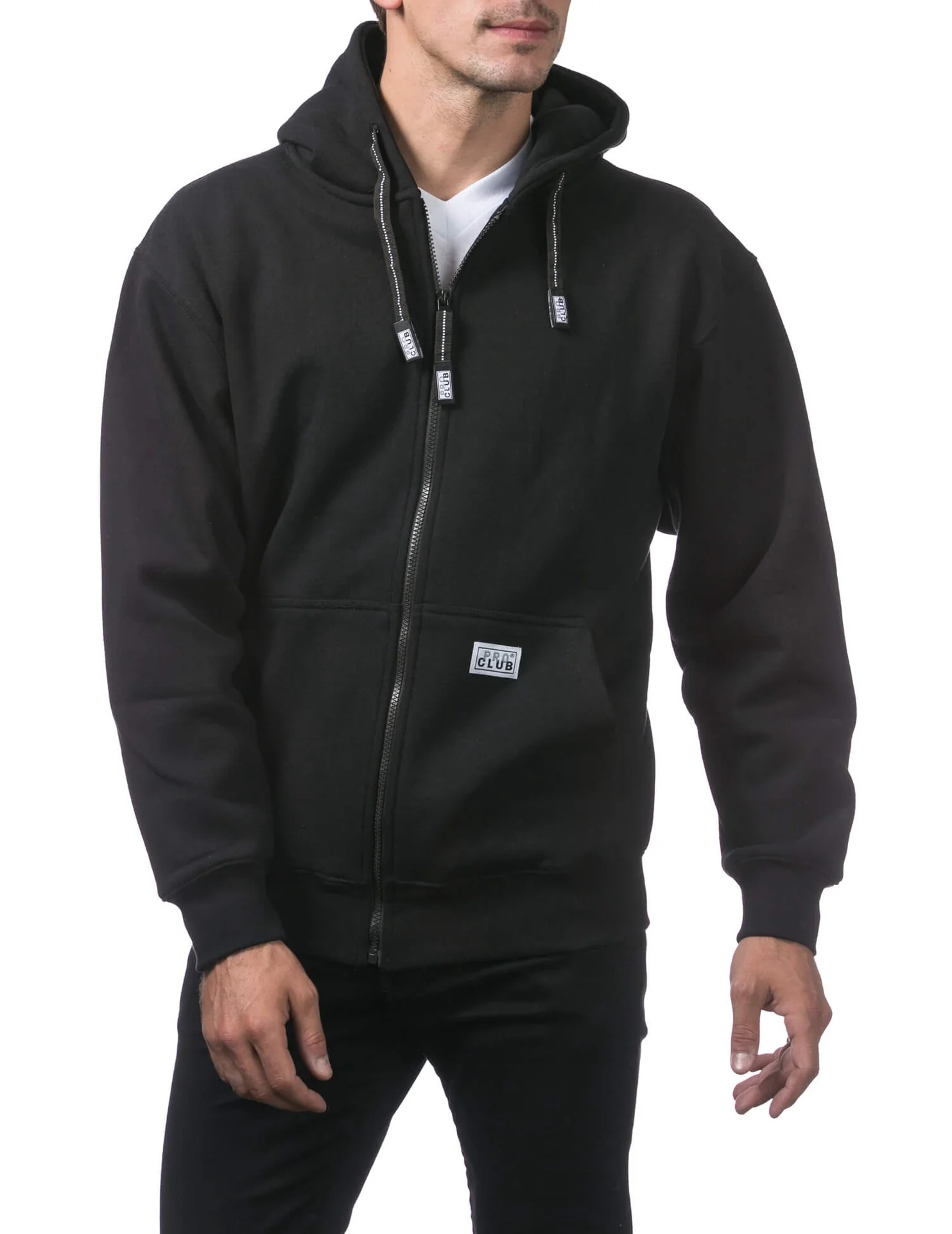 Pro Club Heavyweight Full Zip Fleece Hoodie - BLACK - Image 5